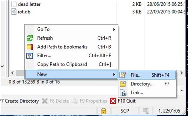 WinSCP creating a file