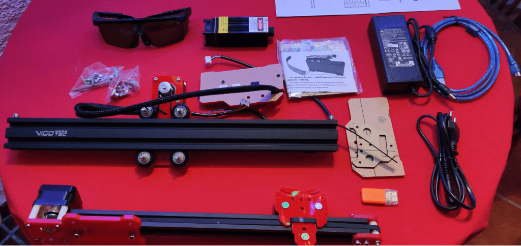 All the parts for the Laser engraver including the 20W laser itself
