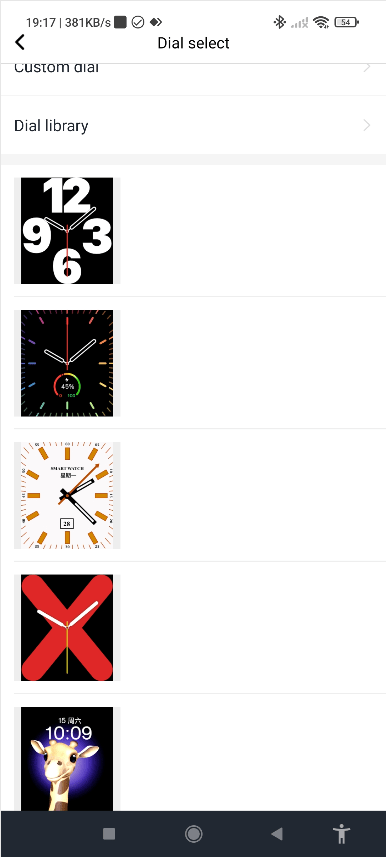 Watch face options