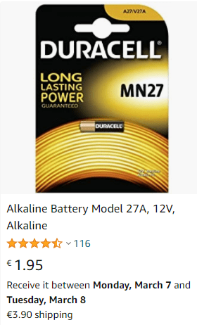 MN27 (27A) 12v battery