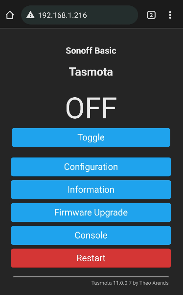 Tasmota Web Interface