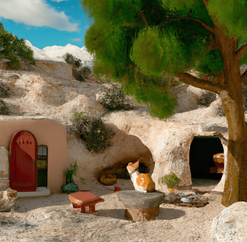 Cavehome made with DALL-E 2 - the cat is supposed to be realistic - oh well...