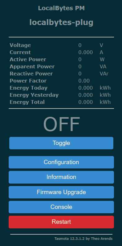 Tasmoa on LOCAL BYTES PM Smart Plug