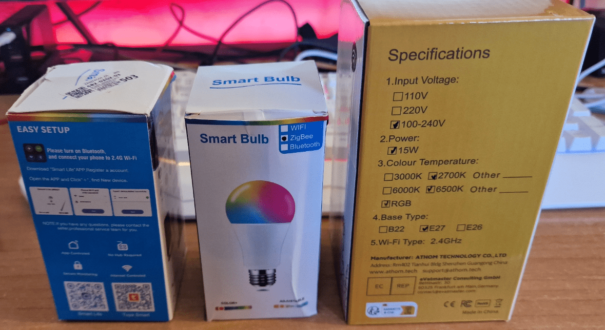 Three different Smart lamps compared