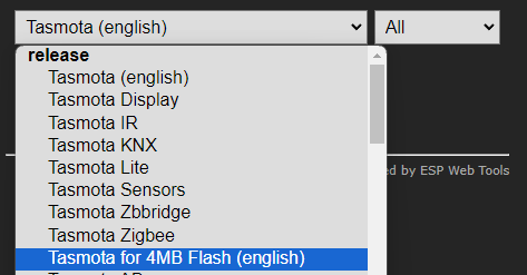 Tasmota for 4MB FLASH