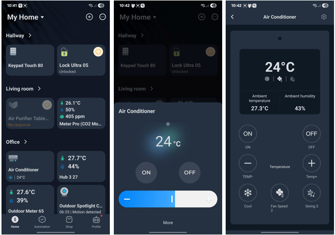 Air conditioning control using Switchbot Hub 3
